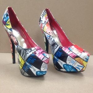 Brand New Magazine Strip Platform Stiletto Pumps